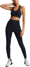 Women'S Yoga Outfits 2 Piece High Waisted Leggings with Sports Bra Gym Clothes Sets