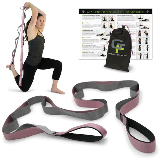 Stretching Strap for Physical Therapy, 12 Multi-Loop Stretch Strap 1.5" W X 8' L, Neoprene Handles, Physical Therapy Equipment, Yoga Straps for Stretching, Leg Stretcher