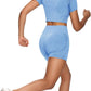 Women Seamless Yoga Outfits 2 Piece Set Workout Gym Shorts + Short Sleeve Crop Top